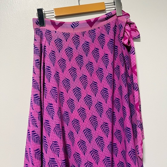 Orient Emporium Women’s Boho Floral Wrap Skirt - Pink & Teal - Size Medium - Picture 10 of 14